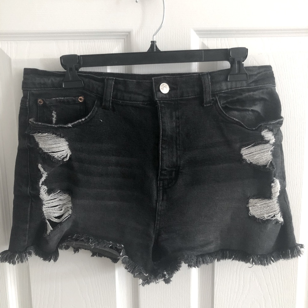 Women’s black denim shorts